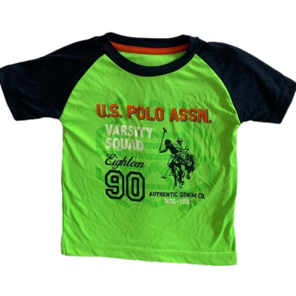 U.S. Polo Assn. Varsity Squad Eighteen 90 Green & Navy Blue Shirt Size 4T - Picture 1 of 5